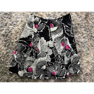 alice temperley Floral Skirt Sz 7 Black White Pink Lined